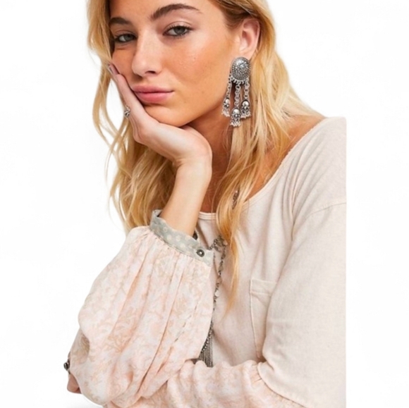 We The Free Tops - WE THE FREE Jade Balloon Patchwork Long Sleeve Pocket Tee - XS